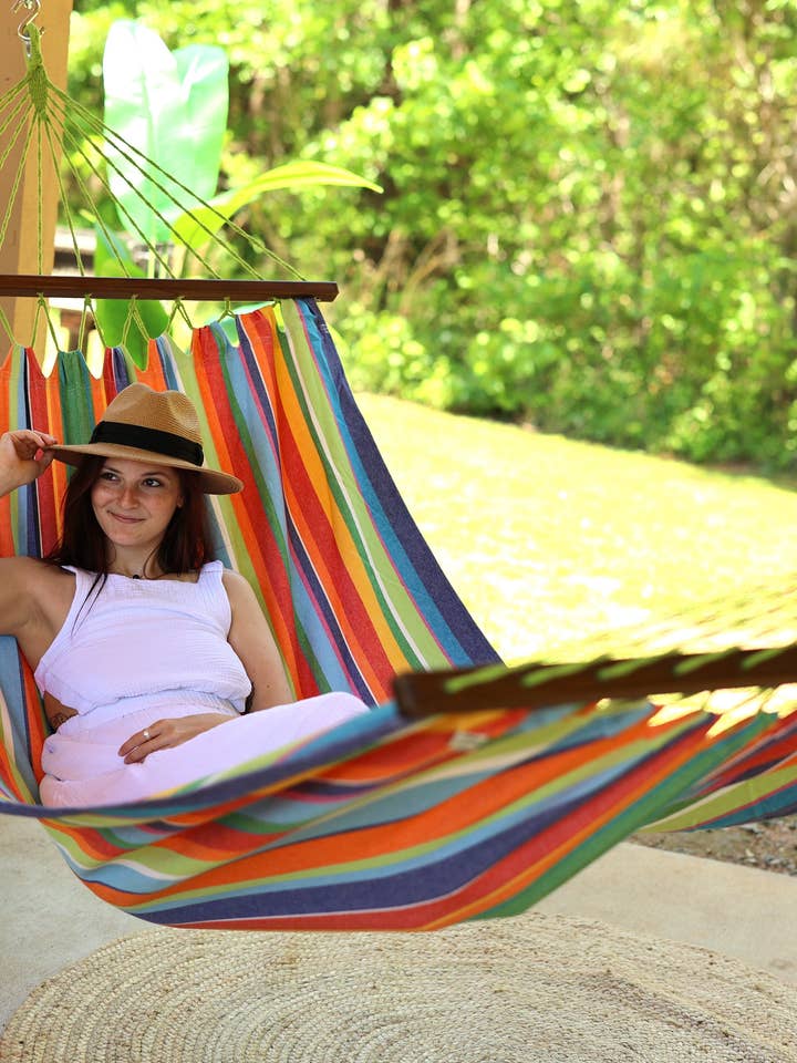 Hammock - Resort Style Cotton Rainbow Color Hammock Tropical for wholesale by Limbo Imports Hammocks