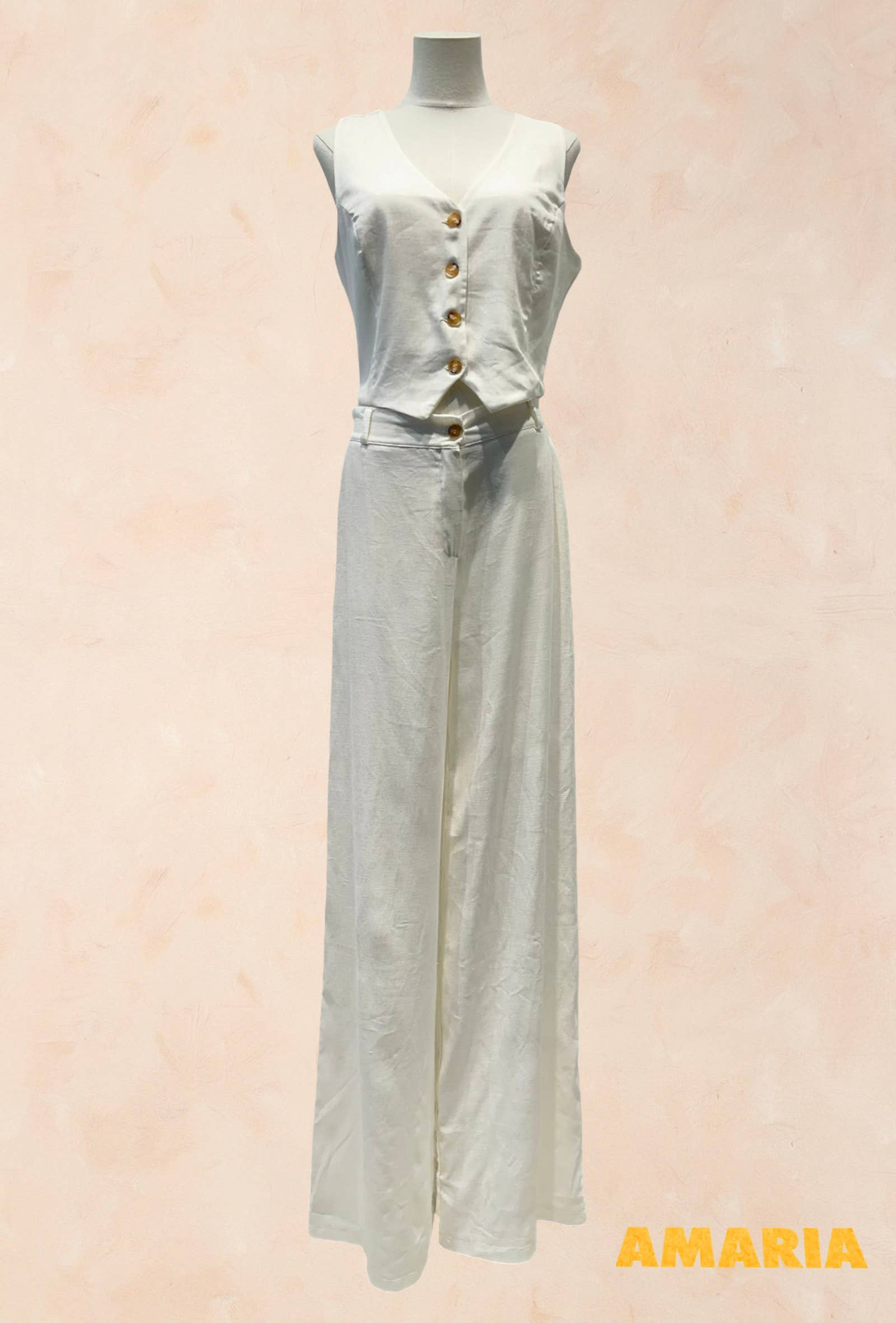 AMARIA – Engroshandel Top- og buksesæt (IKKE Loungewear) - Dame – Dame sæt med vest og bukser med vidde - VISKOSE LÆRRED 68450