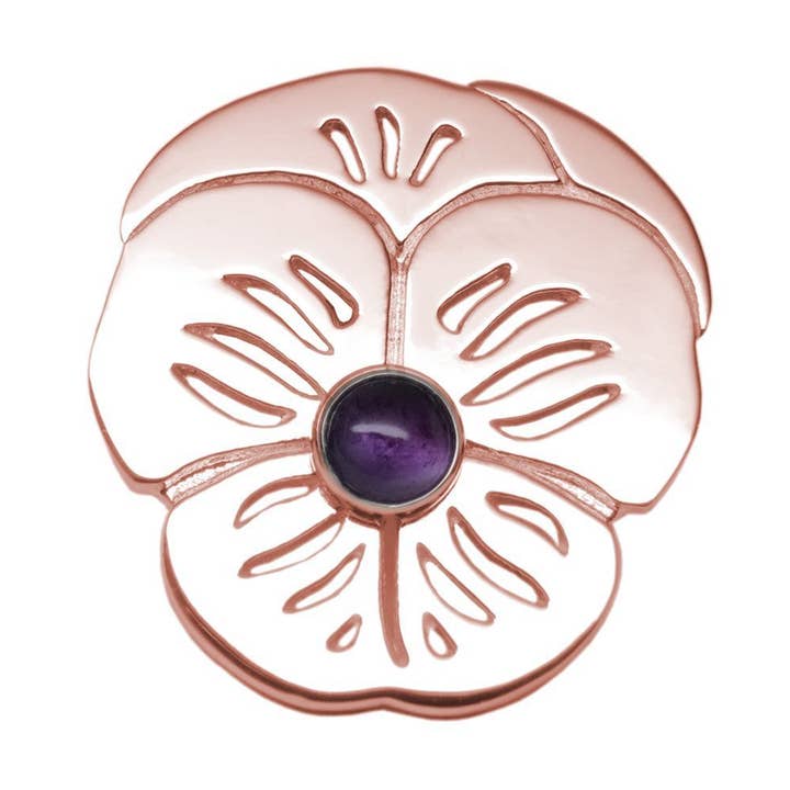 18K Rose Guldpläterad Sterling Ametist ”Lilla Pansy” för wholesale av Michele Benjamin, LLC