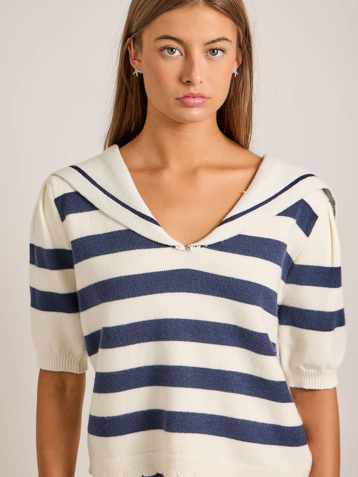 Striped Sailor Knit Top – Nautical Summer Sweater for wholesale by Main Strip