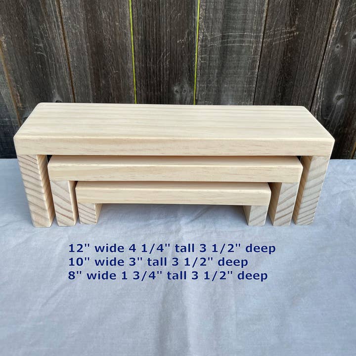 Gifted Shop Works, LLC - Wholesale Jewelry Stand & Display - Wood Nesting Display Risers For Jewelry, Food, Decor