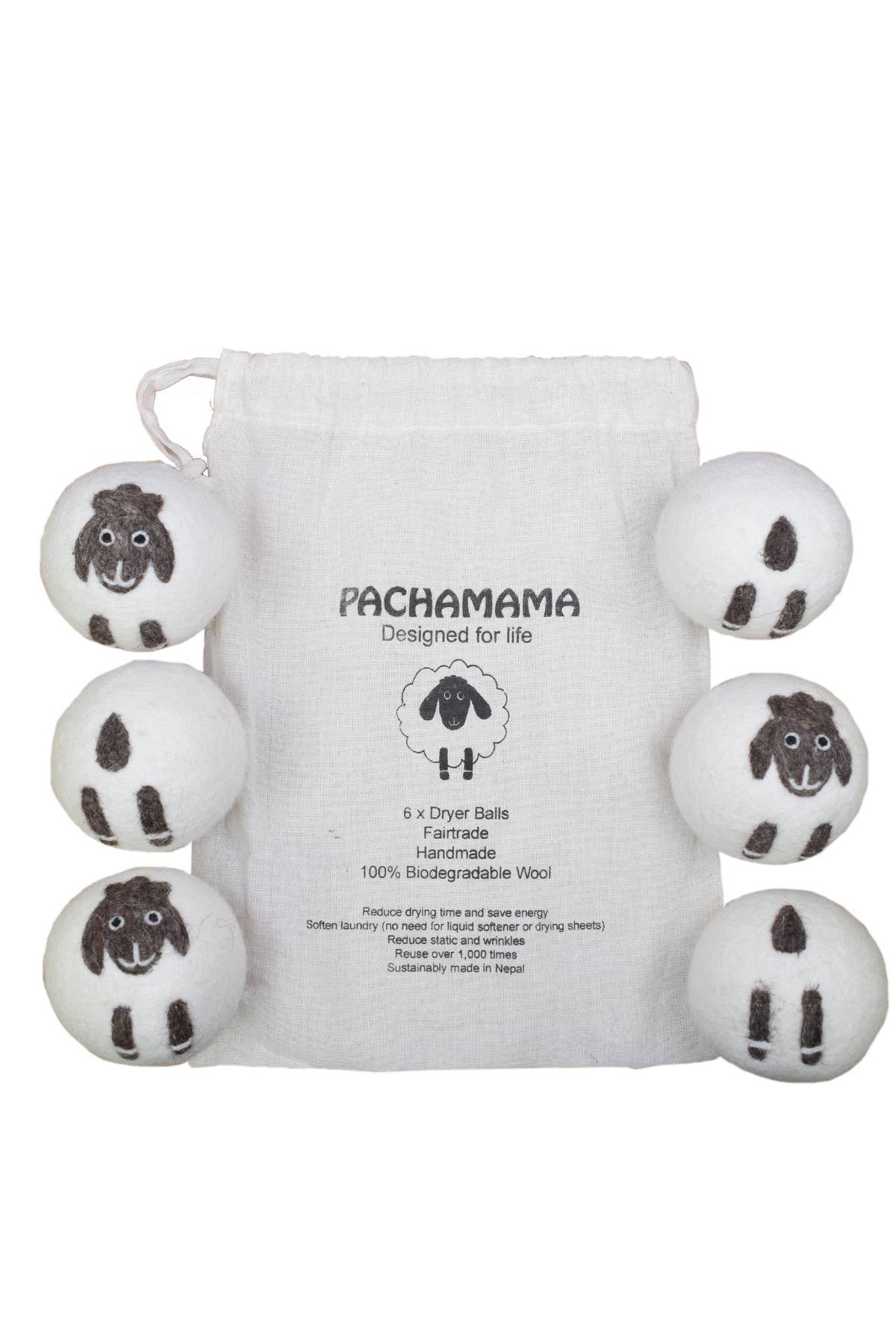One Colour Big Sheep Felted Wool Laundry Dryer Balls Set of 6 in a Bag for wholesale on Faire4