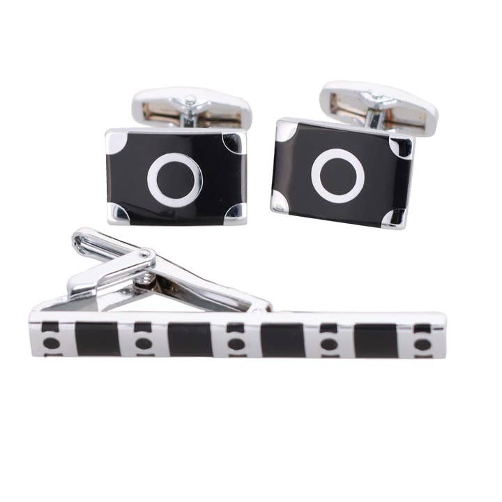 Classy Cufflinks - Venta al por mayor Gemelos - Hombre - Juego de gemelos y barra de corbata de plata lisa Vittorio Vico de Classy Cufflinks