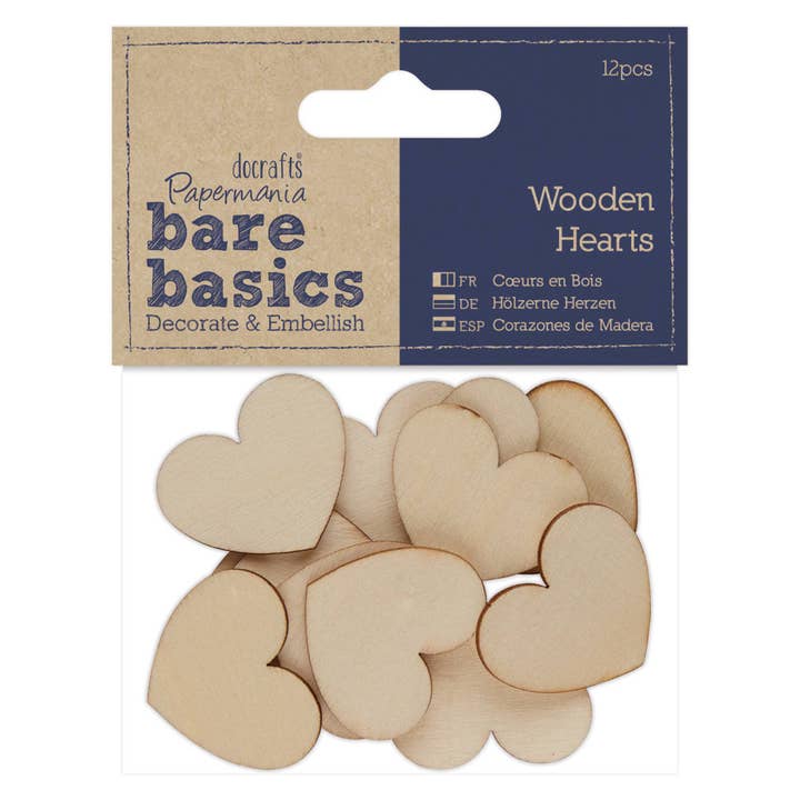 Bare Basics - Wooden Hearts (12pcs) for wholesale by West Design Products UK