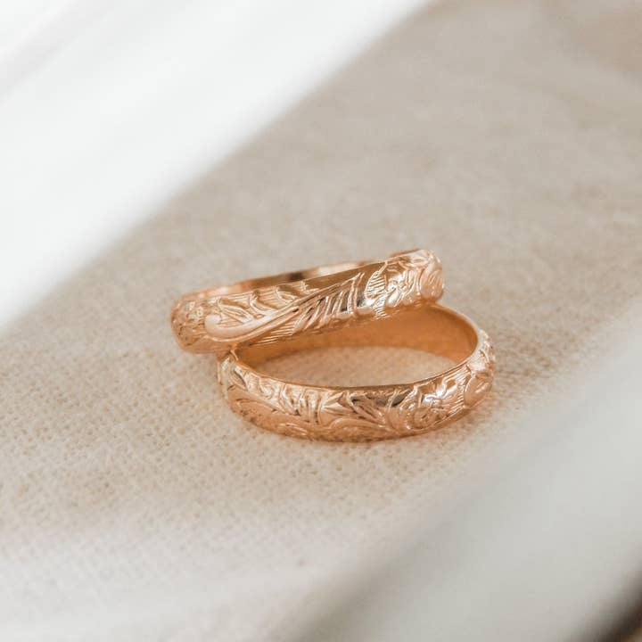 Barberry & Lace Handmade Jewelry - Wholesale Band/Stacked Ring - Floral Band Stacking Ring | 14k Gold Fill & Sterling Silver