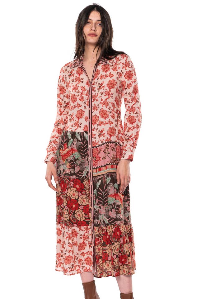 VESTIDO CON BOTONES FANNIE DE COLOR CASTAÑO para venta al por mayor de Tolani