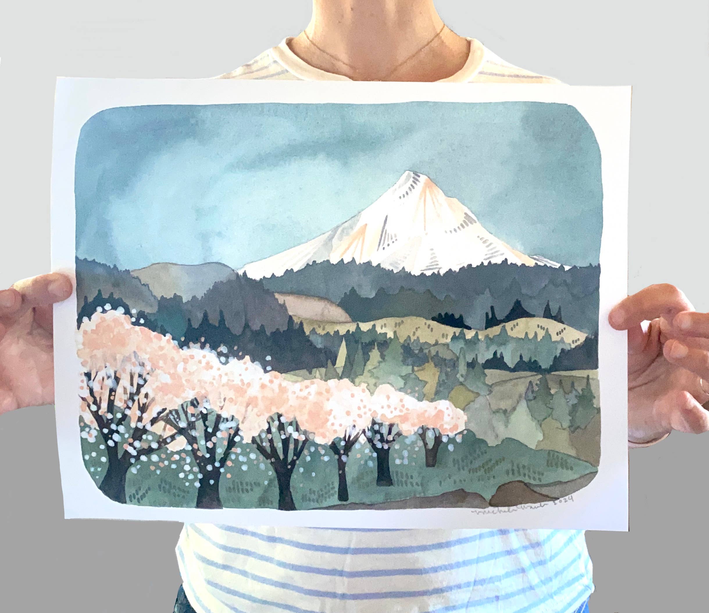 michele maule – Engroshandel Kunsttryk – 11x14" Mt Hood illustreret kunsttryk - Hood River0