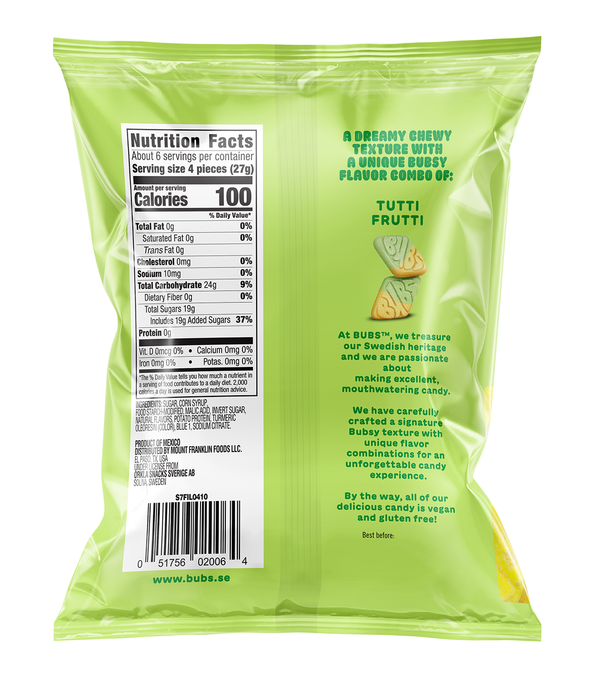 Kara Chocolates - Wholesale Gummy - BUBS Zure Diamant Tutti Frutti Zweeds Snoep1