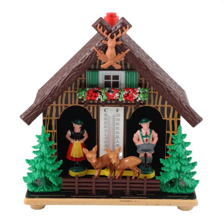 Tribal Trade GmbH - Wholesale Decorative Figurine - Wetterhaus Thermometer Bayern Bavarian Forest Cabin Retro