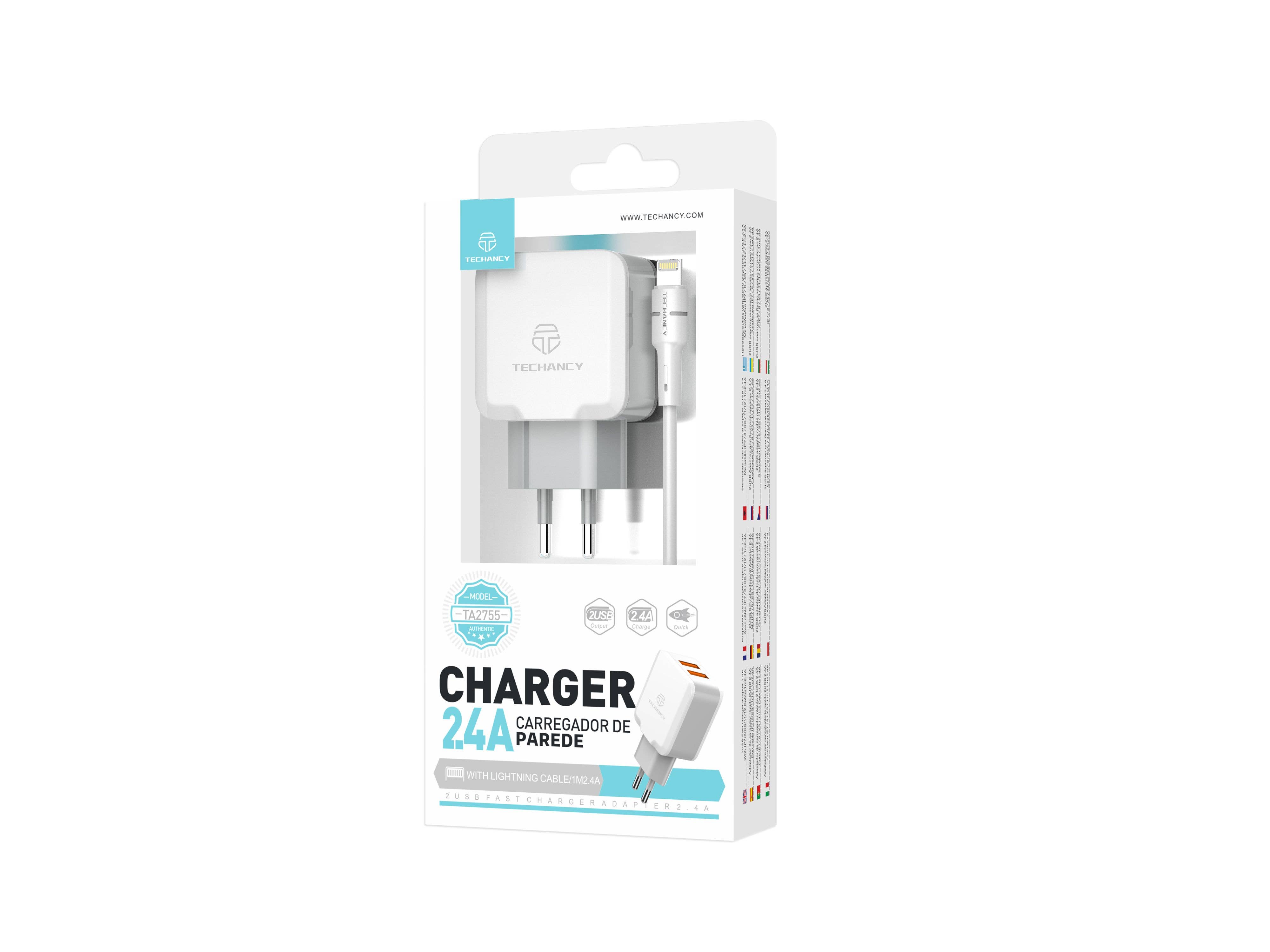 TECHANCY - Wholesale Charger - Techancy Wall Charger USB 2.4A, Fast Charging Adapter TA27553