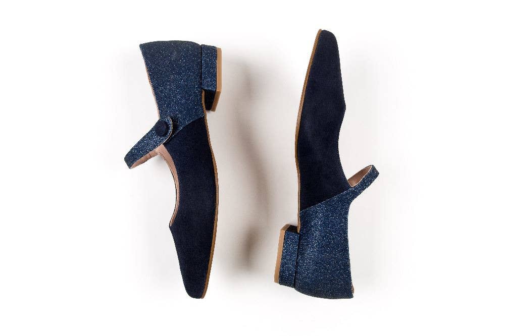 Zapatos Cortel - Vendita all'ingrosso Ballerine - Donna - Scarpa in pelle Mercedita blu navy con glitter Dorothy1