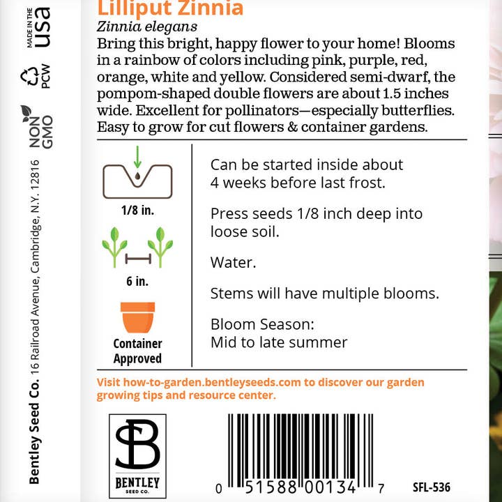 Bentley Seed Co. - Wholesale Plant Seeds - Zinnia, Lilliput Seed Packets1