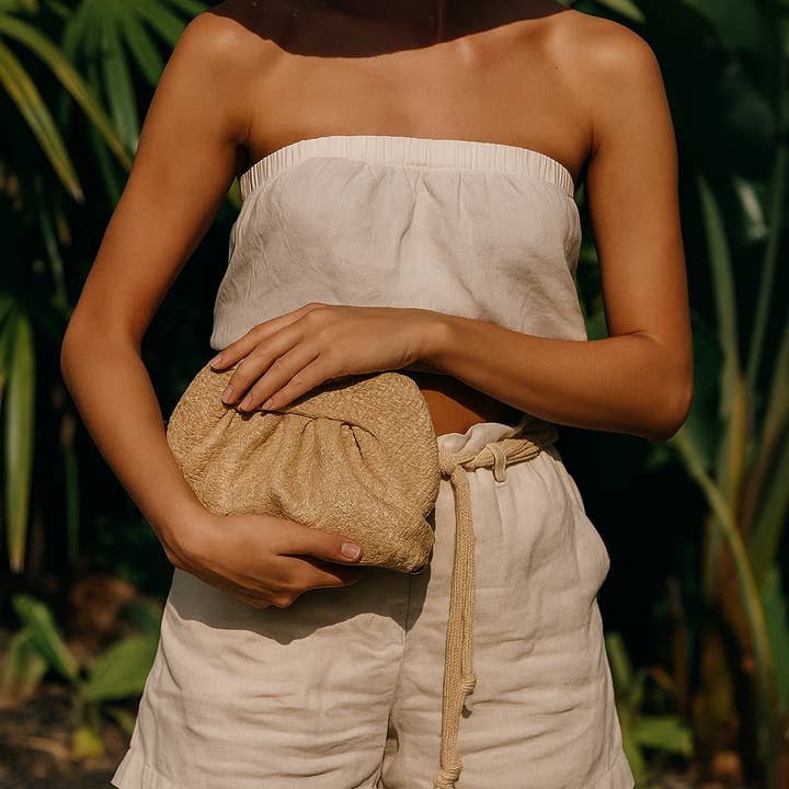 STREET LEVEL - Wholesale Clutch Bag - Women's - Noelle Straw Frame Clutch2