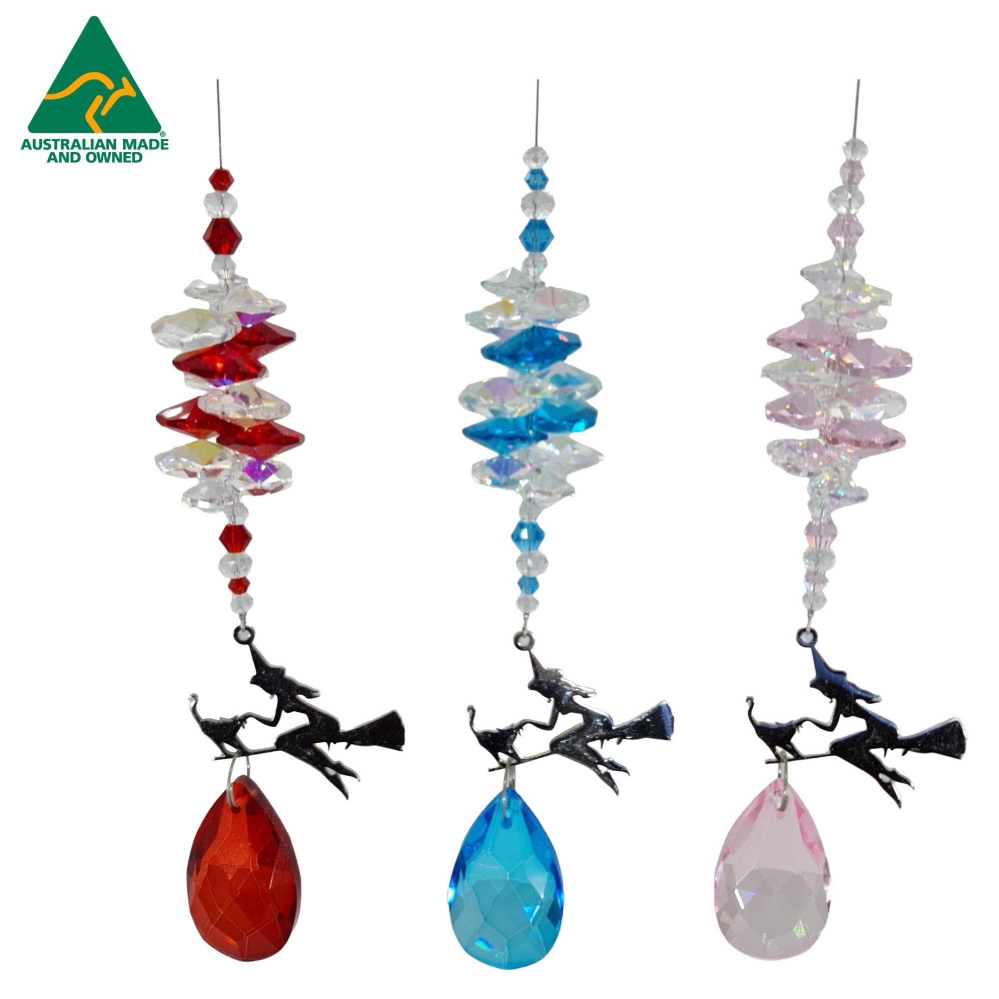 Gifts N Crystals – wholesale Suncatcher – Witch and cat crystal suncatchers, mixed colors0