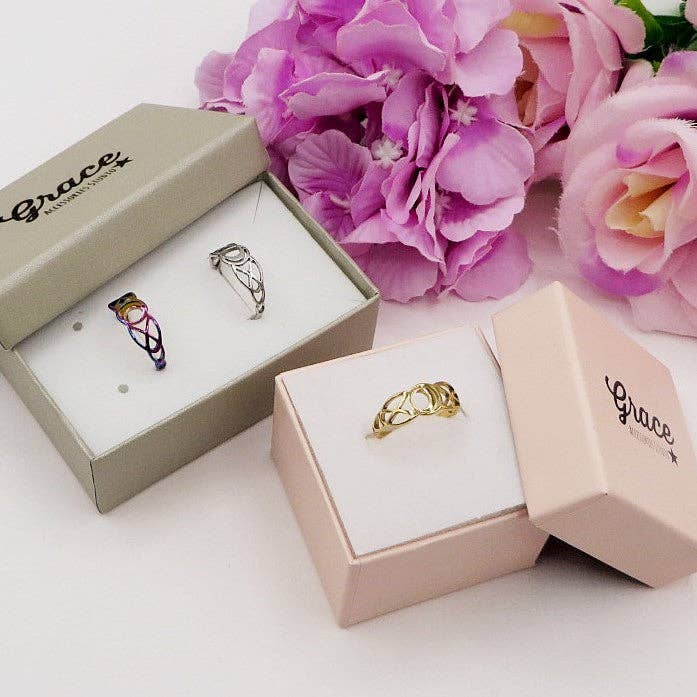 Daemon srls - Wholesale Band/Stacked Ring - MOON ~ Anello regolabile Luna in ACCIAIO INOSSIDABILE1