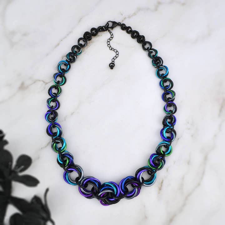 Knotted Graduated Necklace - Dark Mermaid for wholesale by Rebeca Mojica Jewelry