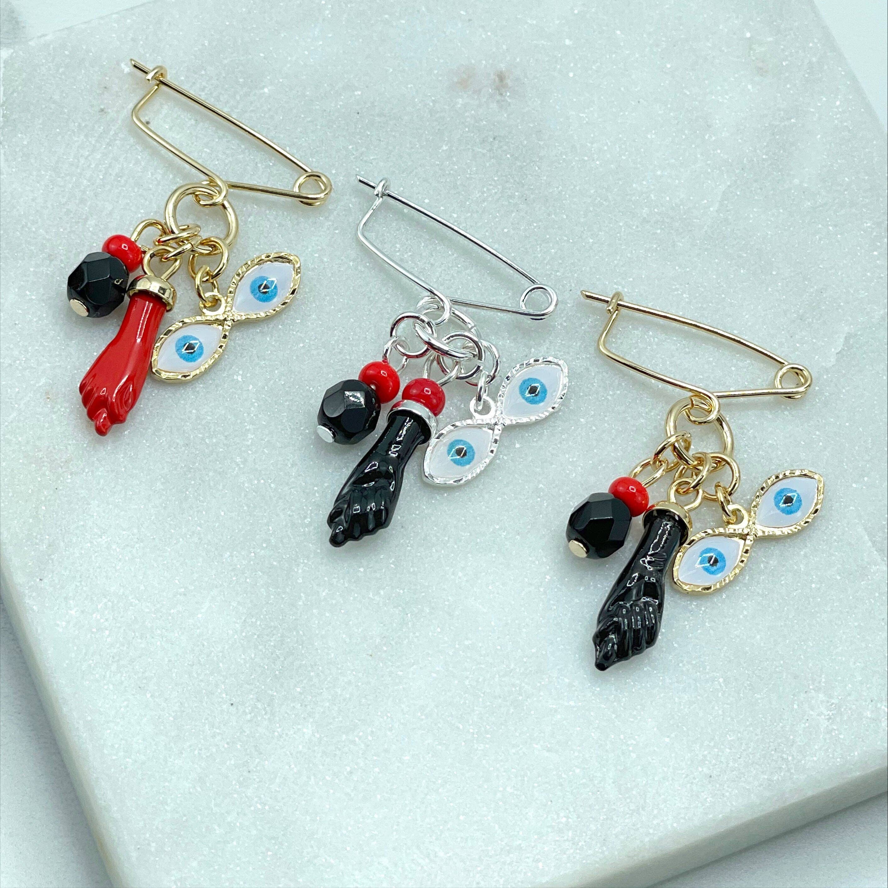 DIJU Jewelry - Wholesale Individual Charm/Pendant - 18k Gold Filled or Silver Filled, New Born, Simulated Azabache, Figa Hand, Evil Eye Charms Pendant, Wholesale Jewelry Making Supplies4