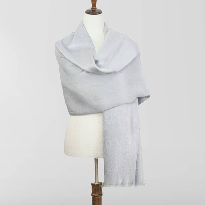 Plata - Silver Alpaca Wool Shawl for wholesale by LATITUDE ZERO GOODS