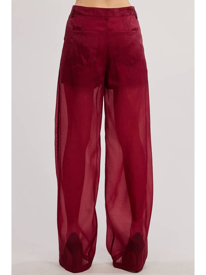 Mimosa - Wholesale Pants - Women's - Straight Leg Sheer Organza Pants with Lined Shorts7