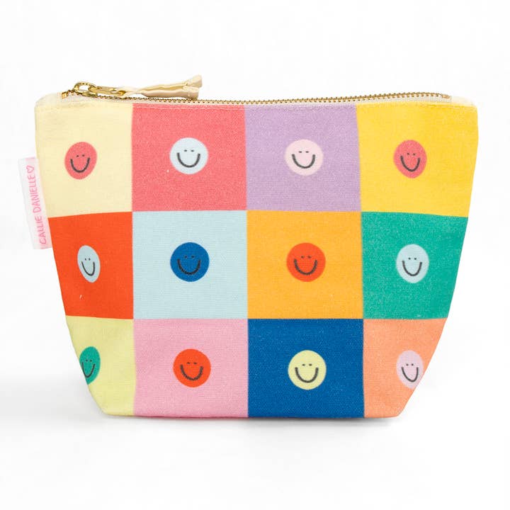 Colorful Smiley Faces Canvas Pouch for wholesale by Callie Danielle