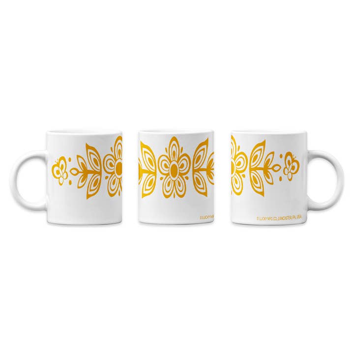 Butterfly Gold Pyrex Inspired 11oz Mug for wholesale by Lucky Mfg. Co.