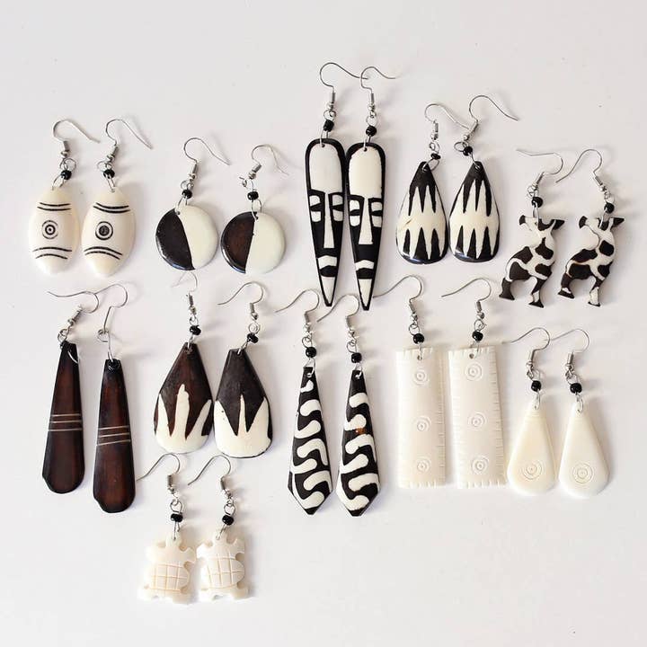 Bone Earrings , Set of 12 for wholesale by Gitzell FairTrade