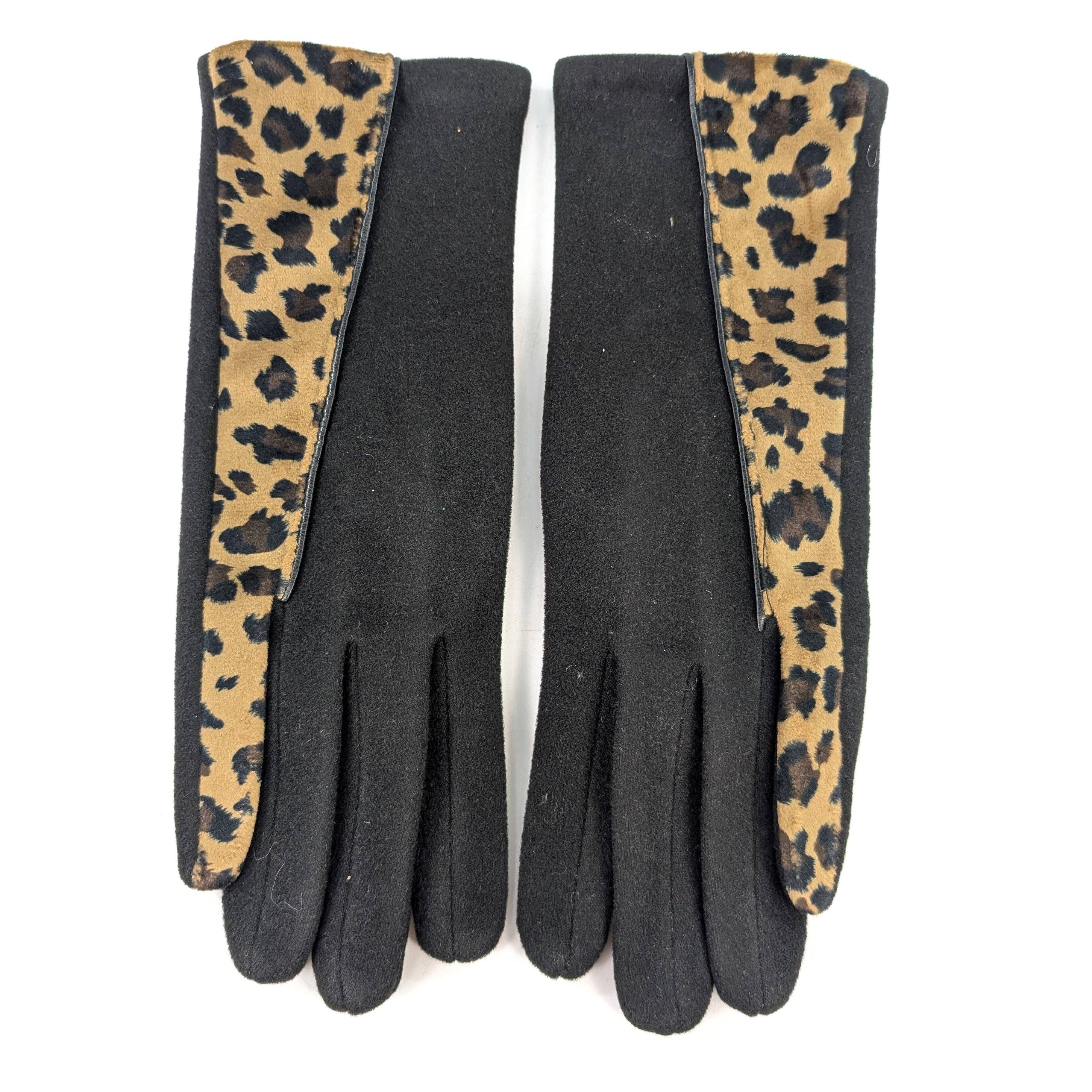 Black Ginger – wholesale Gloves – Women's – Animal Print Brushstroke Gloves - Black1