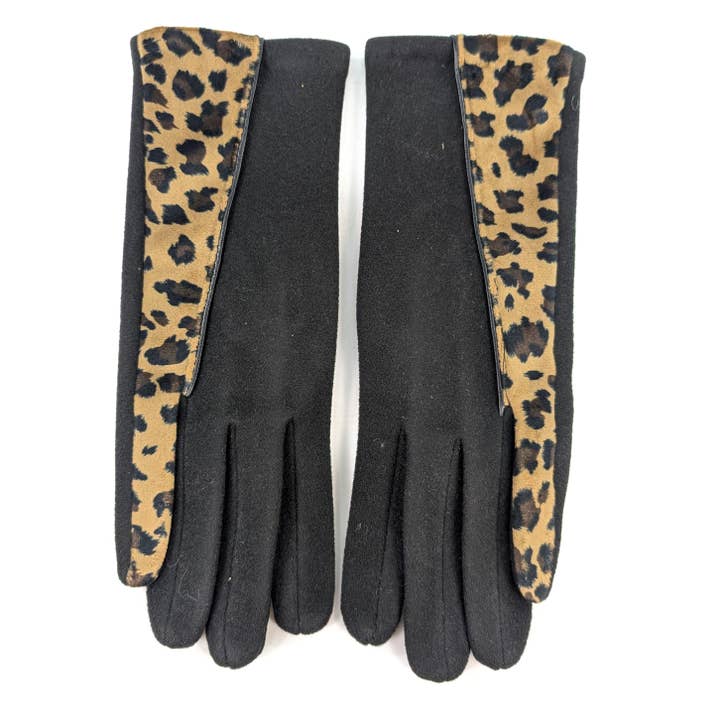 Black Ginger – wholesale Gloves – Women's – Animal Print Brushstroke Gloves - Black1