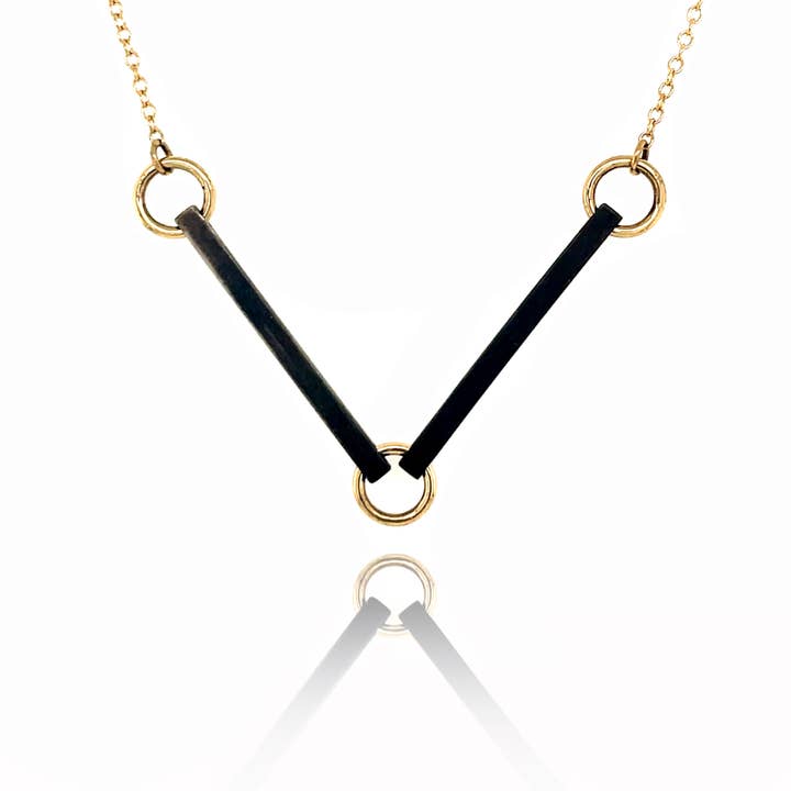 Connections Mini Necklace in Black Silver and Gold for wholesale by Flavia Bennett Designs