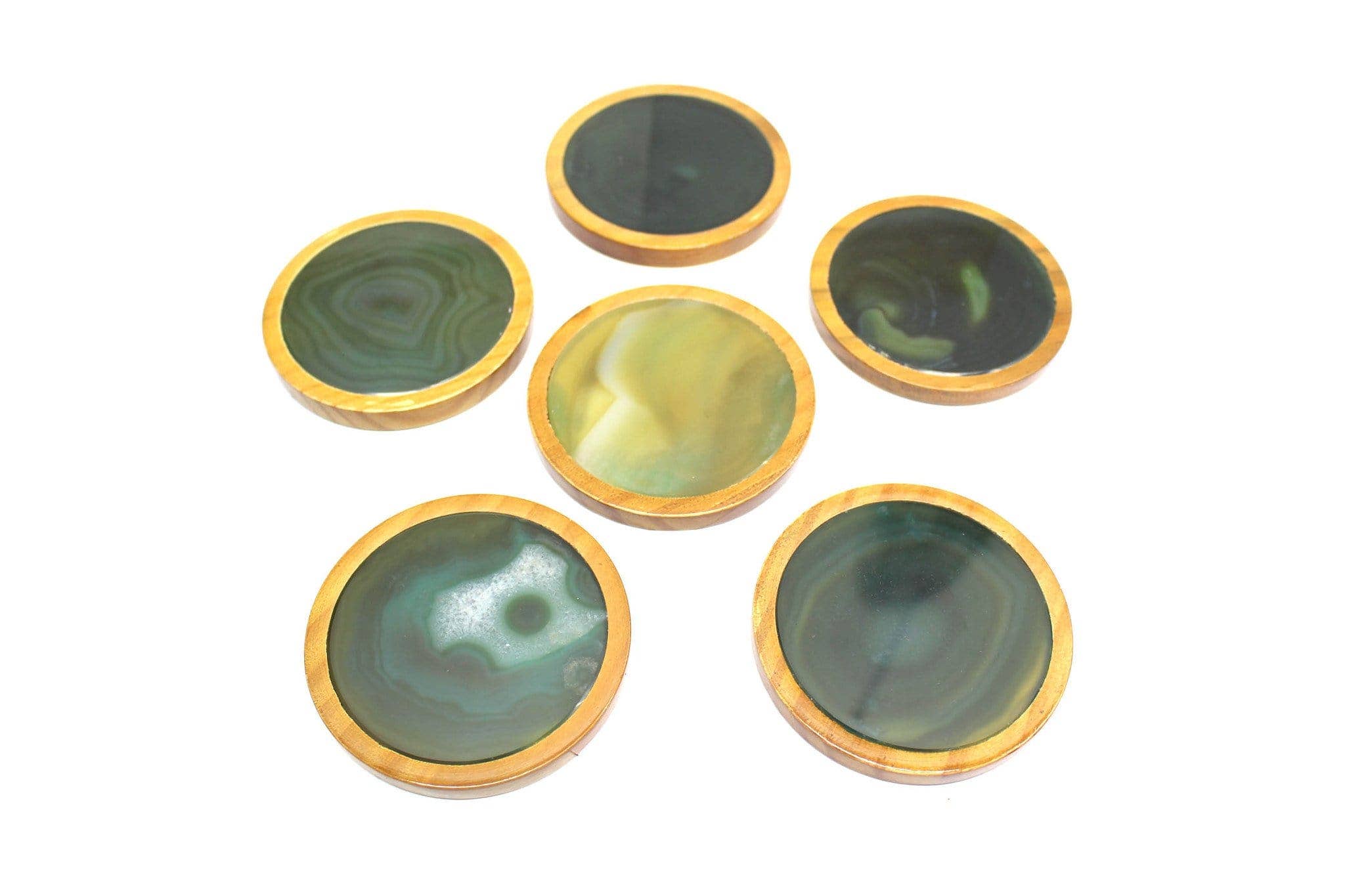 Rock Paradise - Wholesale Coasters - Crystal Agate Coasters in Wood Set9