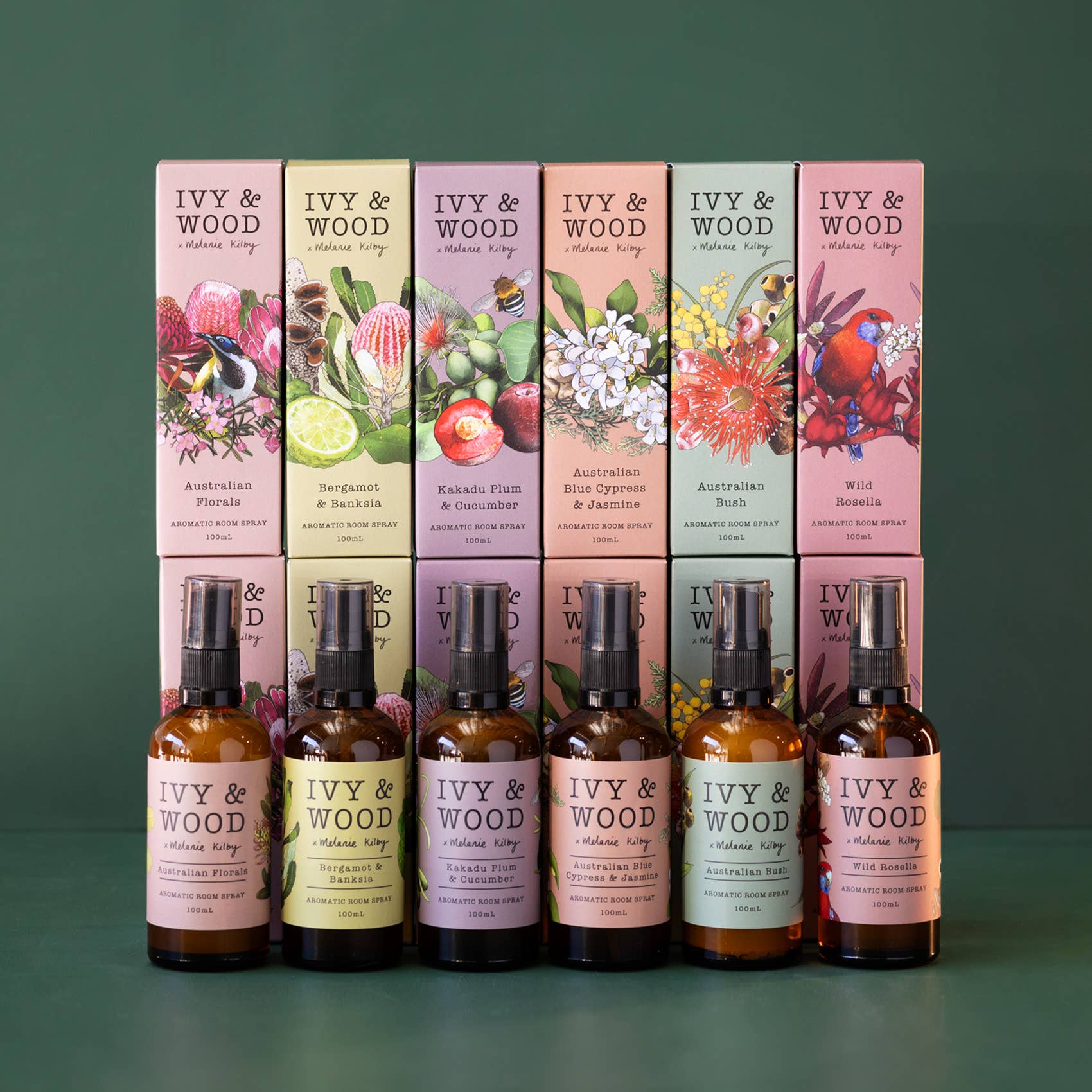 Ivy & Wood - Vente Vaporisateurs d'ambiance et de linge - Pack de démarrage Australiana Room Spray (24 pulvérisateurs et testeurs)1