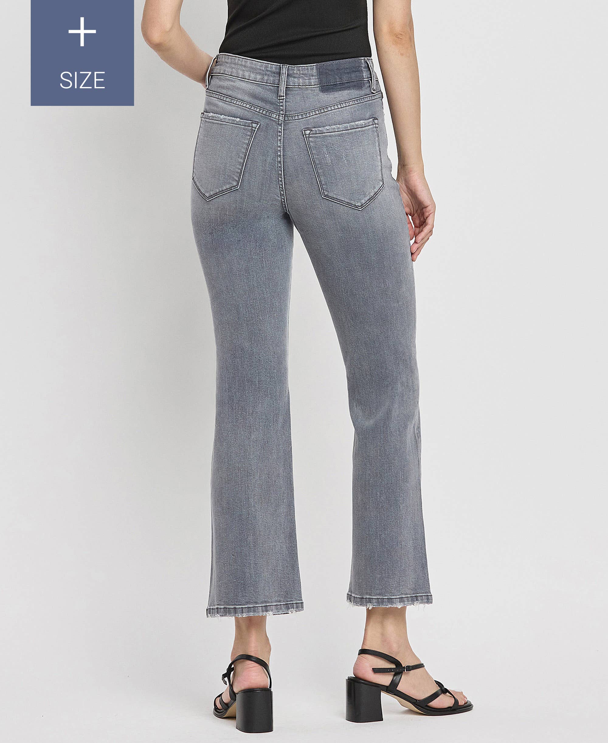 MERGULHO ALTO JEANS PLUS SIZE COM CORTE NO TORNOZELO DE ALTA ALTURA T6413-P para venda a revendedores na Faire1