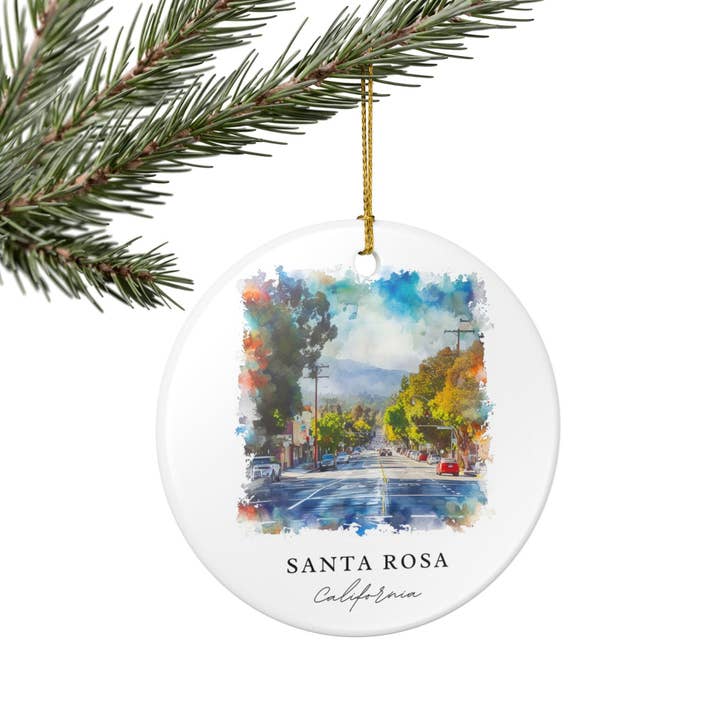 Premium Travel Art - Wholesale Ornament - Santa Rosa Ornament: Unique Santa Rosa Souvenir, Santa Rosa Xmas Decor, and Authentic Santa Rosa California Gift4