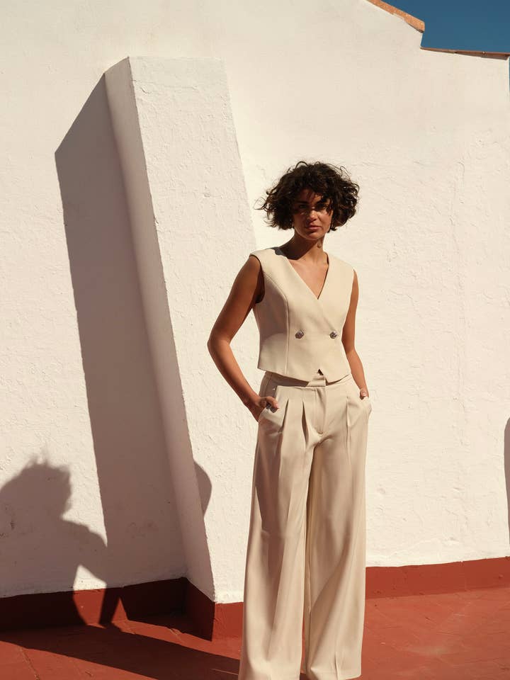 Calças franzidas P991 por atacado de LULUMARY