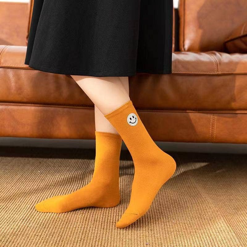 Shop Lev – wholesale Socks – Women's – Women happy face Patch Crew Cotton Socks16