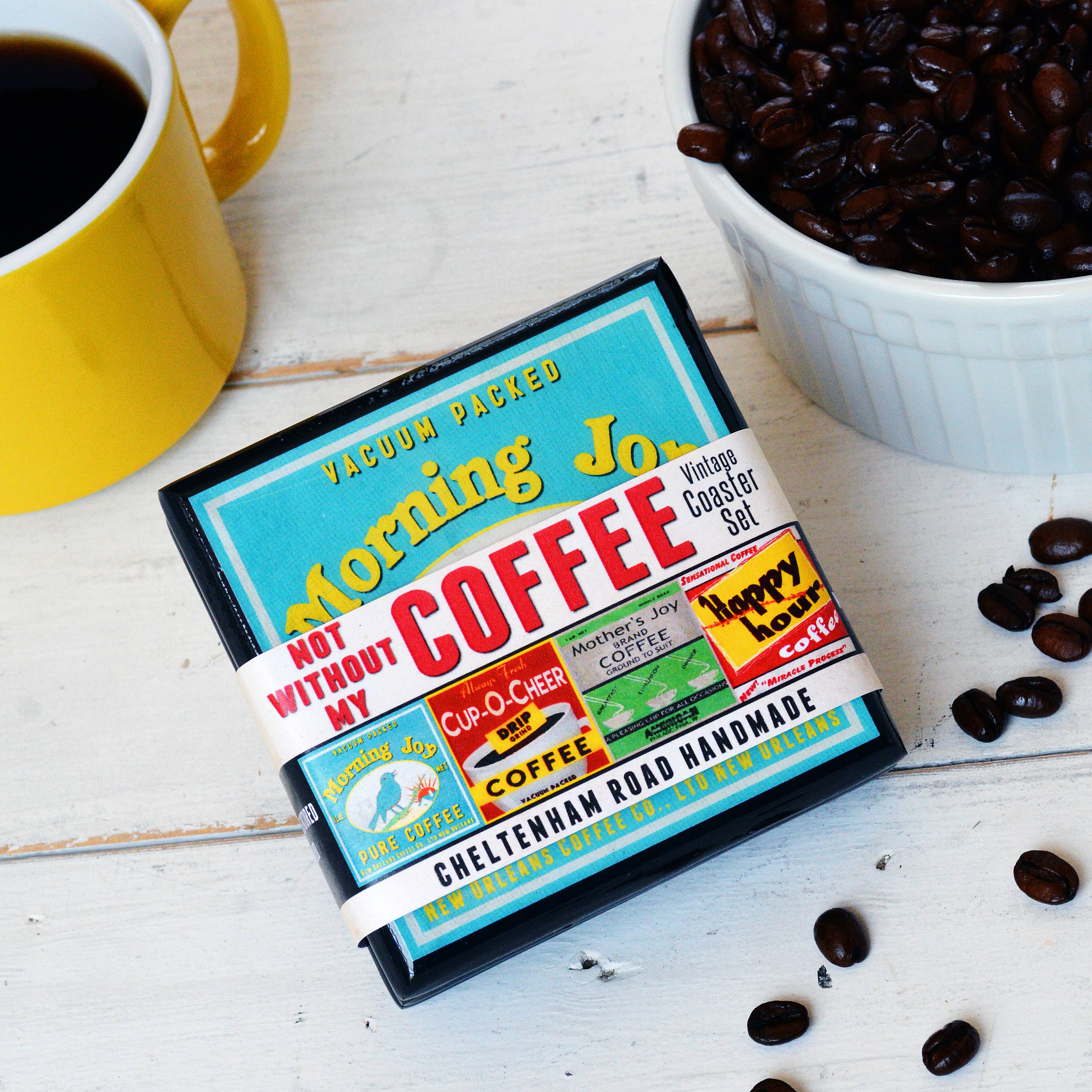 Cheltenham Road - Wholesale Coasters - Not Without My Coffee!  Vintage Coffee Label Coaster Set1