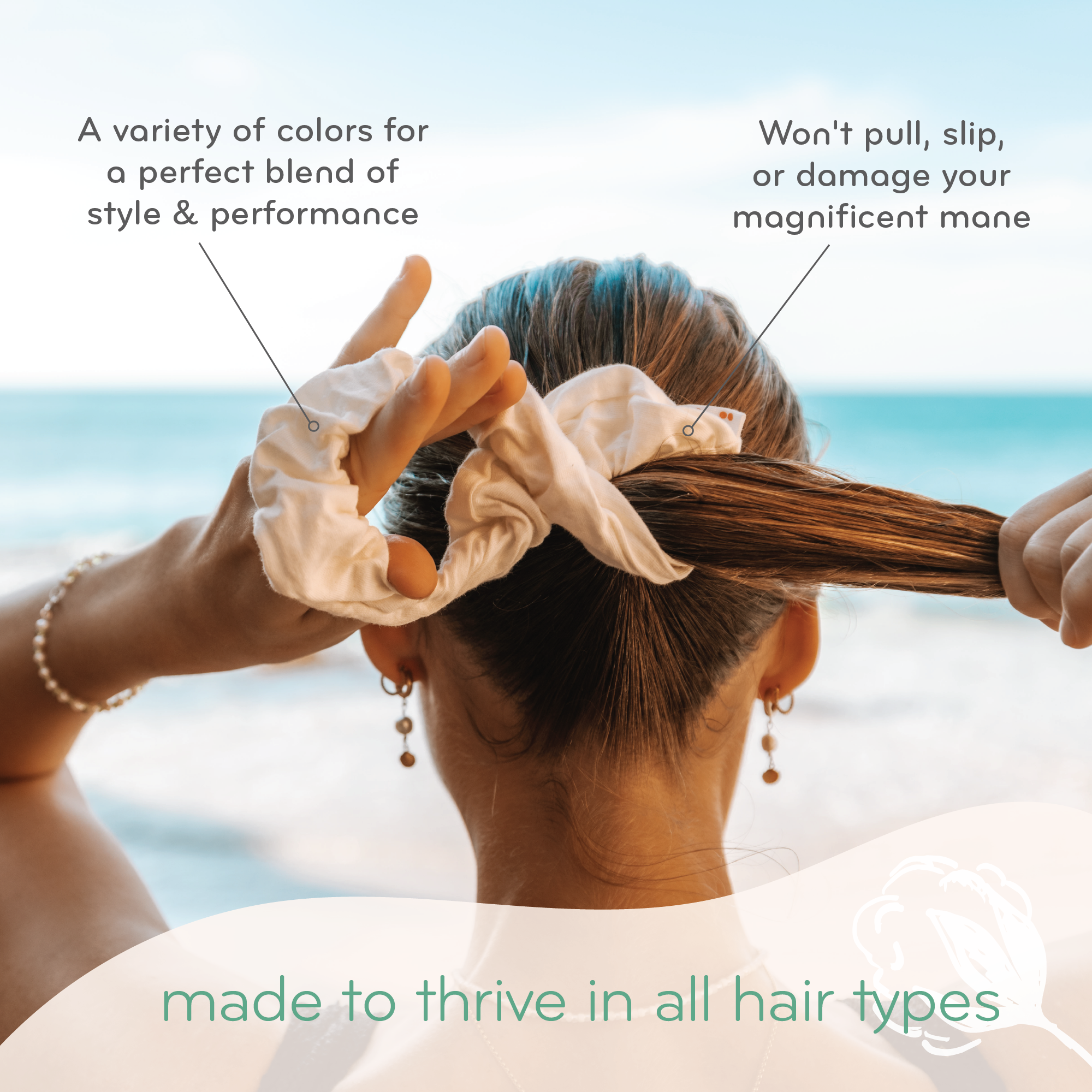 KOOSHOO - Wholesale Scrunchie - Women's - Organic, Plastic-free Scrunchies - True Blue | Cruelty-Free8