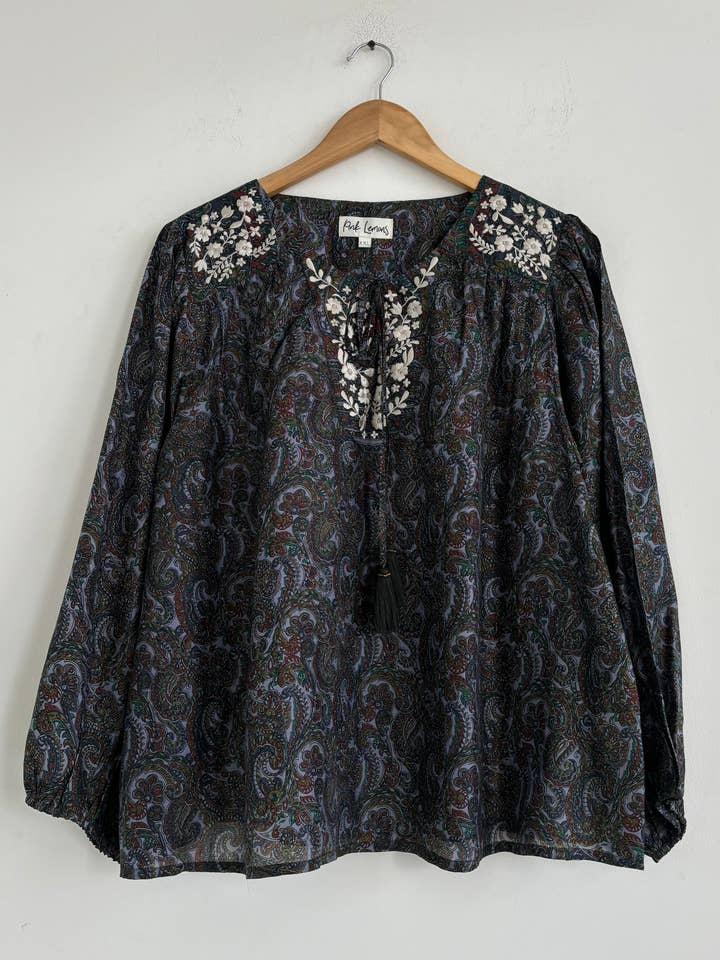 Lolita Embroidered Silk Blouse 100 - XXL for wholesale by Pink Lemons Ltd