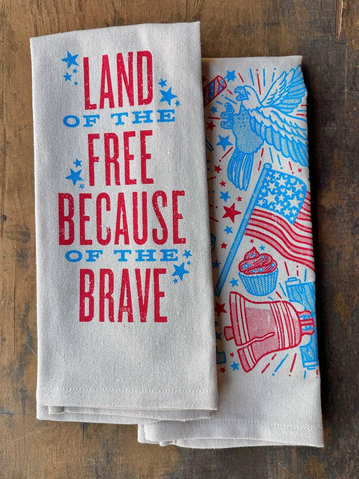 NEW Land of the Free Because of the Brave - Kitchen Towel for wholesale by SOUTHERN FRIED DESIGN BARN