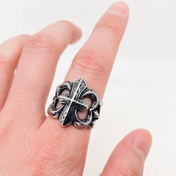 Kreuzring aus Edelstahl - MJ/MR für den Großhandel von Mio Queena