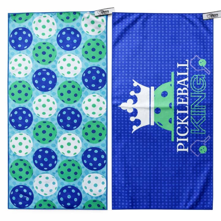 Asciugamano sportivo in microfibra bifacciale Pickleball King per la vendita all'ingrosso da parte di Born to Rally