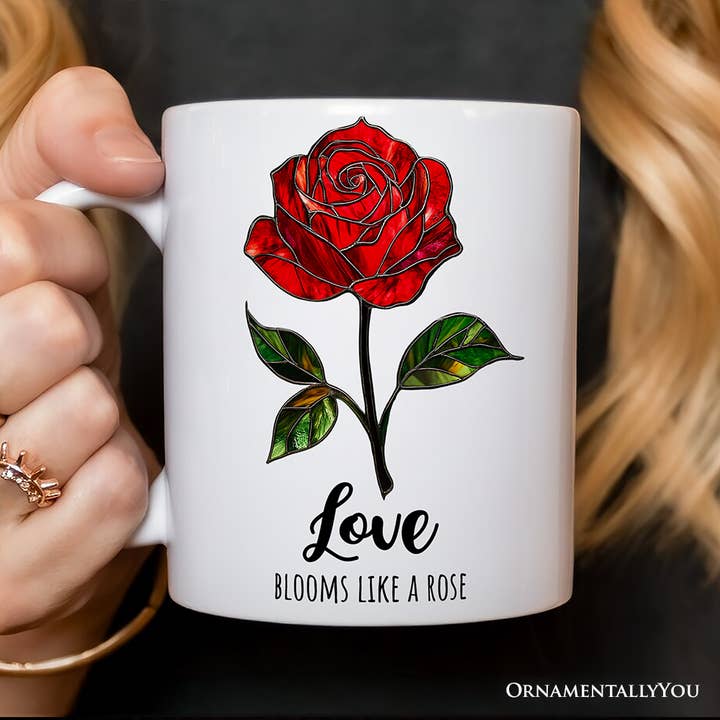 OrnamentallyYou – Engroshandel Kaffekrus – Rosefarvet glas krus, kærlighed blomstrer som en rose2