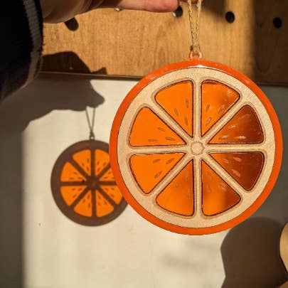 Orange Window Hanging Faux Stained Glass Laser Cut Acrylic for wholesale by Bristol Design Forge Ltd