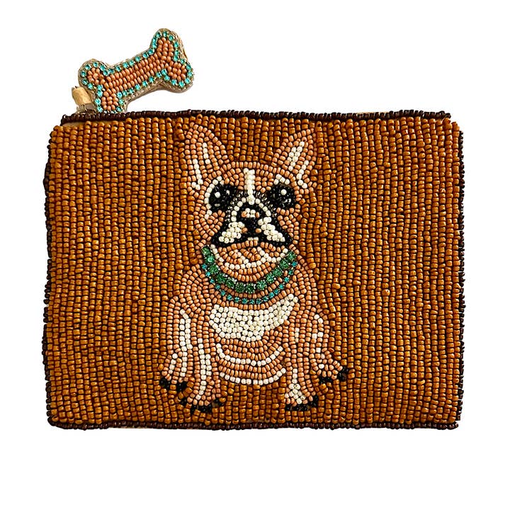 Porte-monnaie Bouledogue Français Lily Posh, Sac Chien Perlés pour la vente par Lily Posh