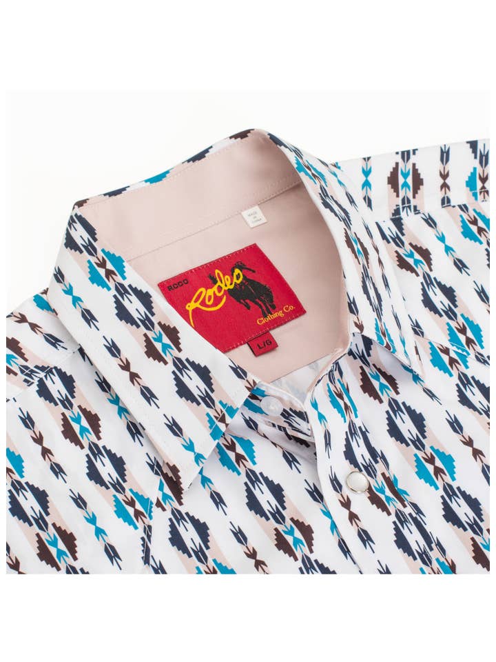 Rodeo Clothing - Wholesale Button Down Shirt - Men's - Men's Western Pearl Snap Aztec Print Shirt-MPS110S-10522