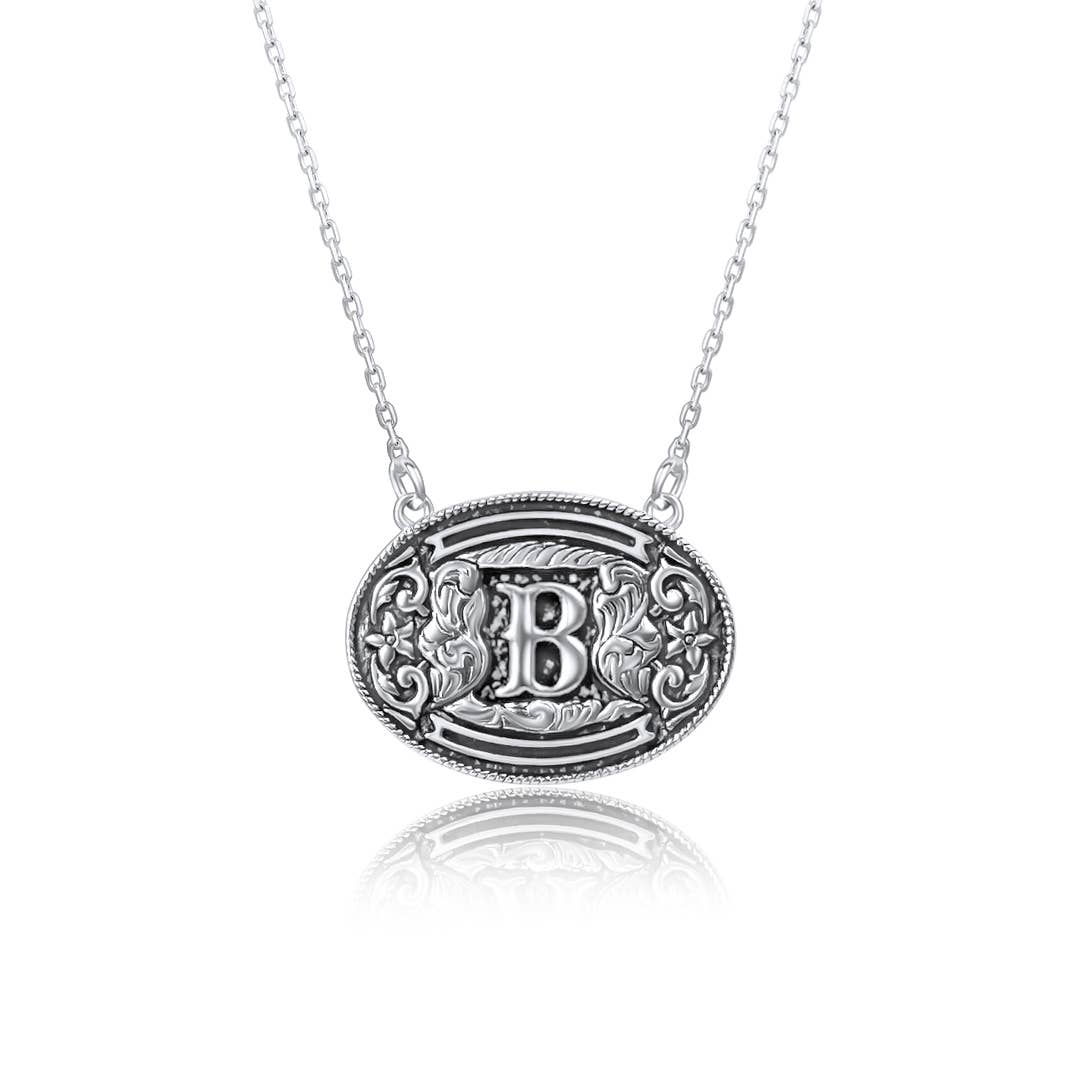 Snowing West - Vente Colliers à pendentif - Collier avec initiale et boucle de ceinture en argent sterling 9252