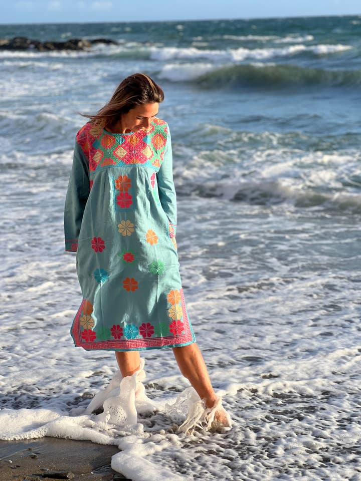 Kinomy - Wholesale Kaftan - Women's - Embroidered cotton kaftans, colorful kaftan, boho kaftan.5