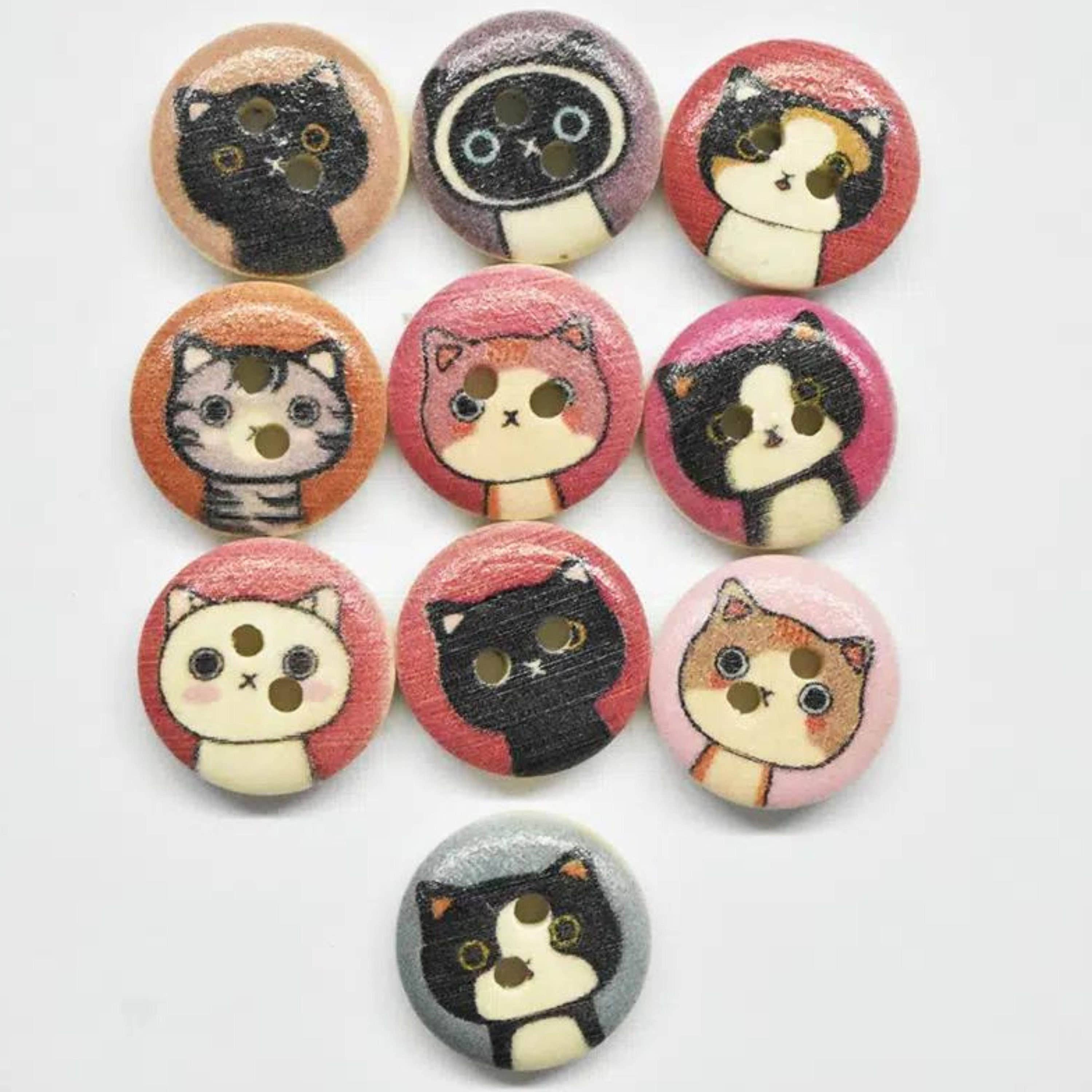 Magnifique Hearts – wholesale Sewing button/snap – Wooden Cat Buttons, Meow Buttons, Sewing Supplies, Kitten Bu2
