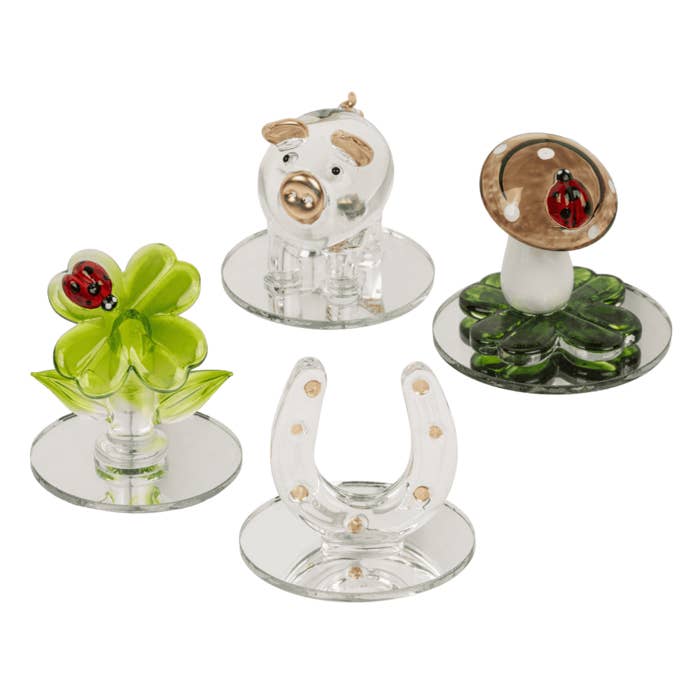 Glass lucky symbols, 4.5 cm, for wholesale by Out of the blue KG