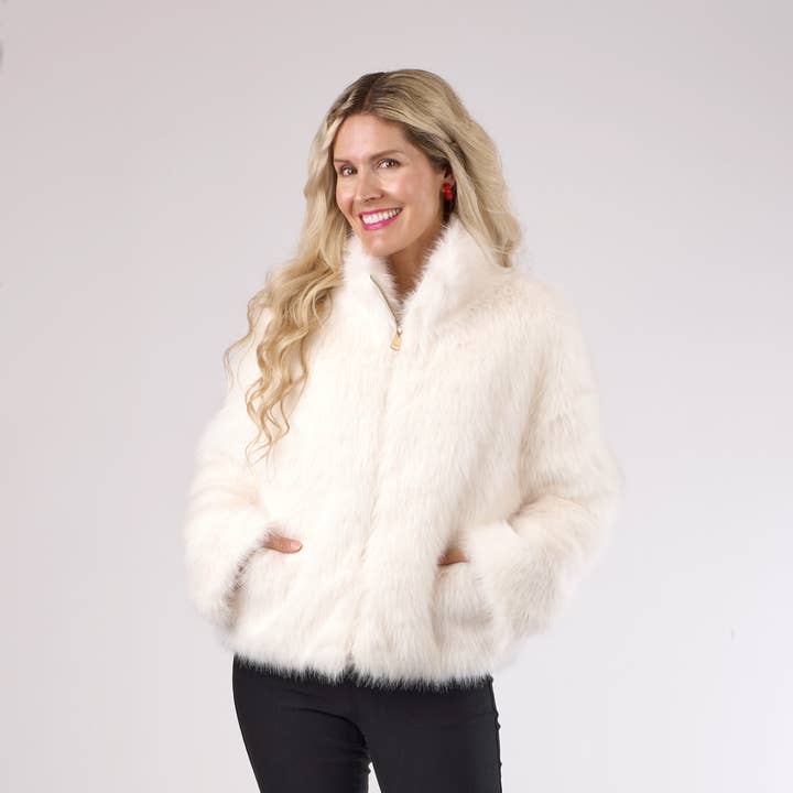 Dressy Fur With Zipper Closure Jacket for wholesale by Kaleidoscope Accessories